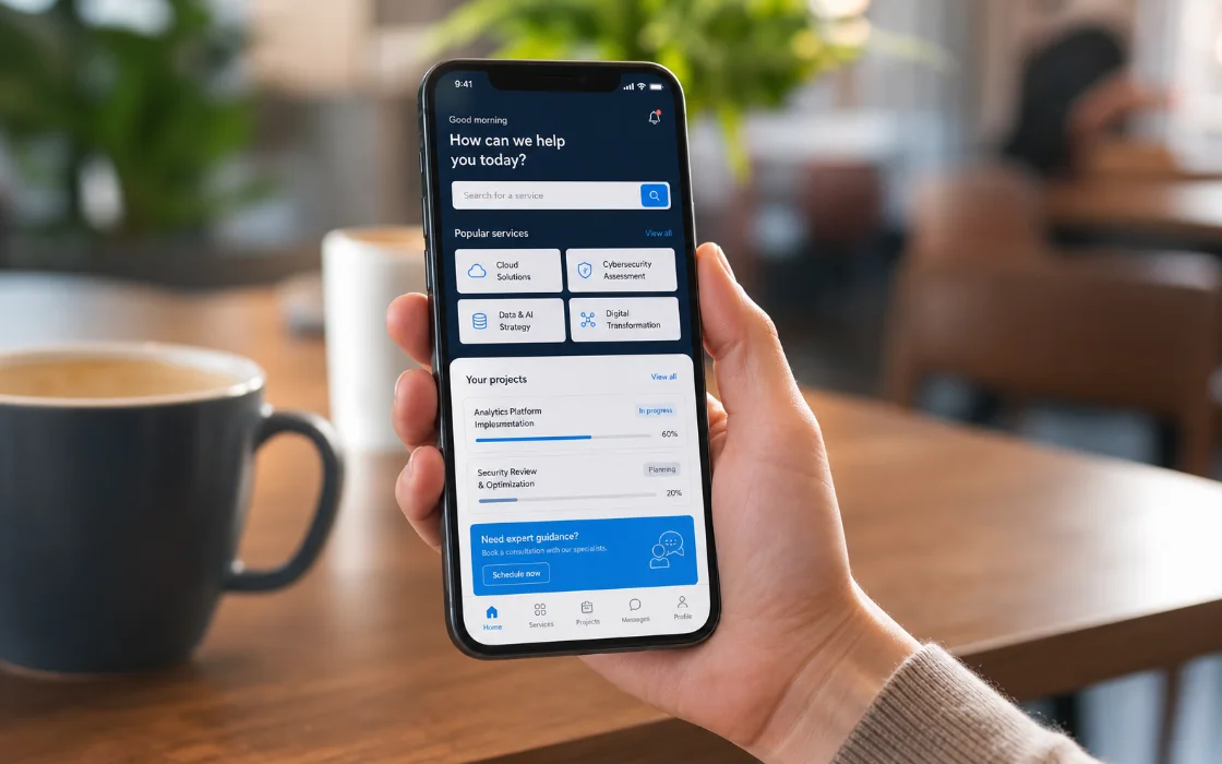 Aplicación móvil conectada con servicios digitales